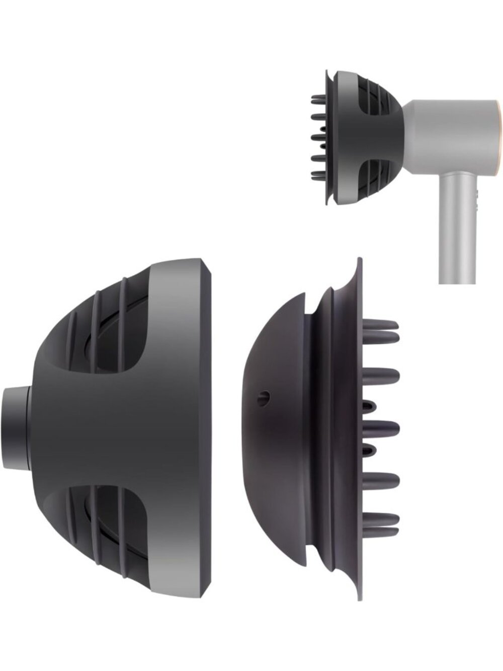 Wave & Curl Hair Diffuser Attachment for Fast Drying, Volume & Definition - Gray